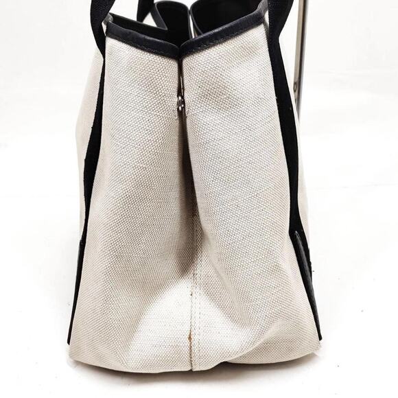 Chic Balenciaga Cabas Canvas Black Cream Mini Tote Satchel Bag Pouch Minimalist - Picture 2 of 8